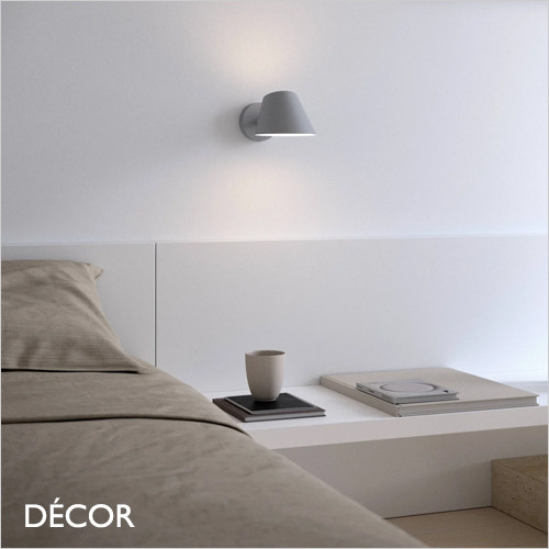 Stay Short - Matt Grey Modern Designer Wall Light - Minimalist Danish Style - Ideal for a Living Room, Home Office or Bedside