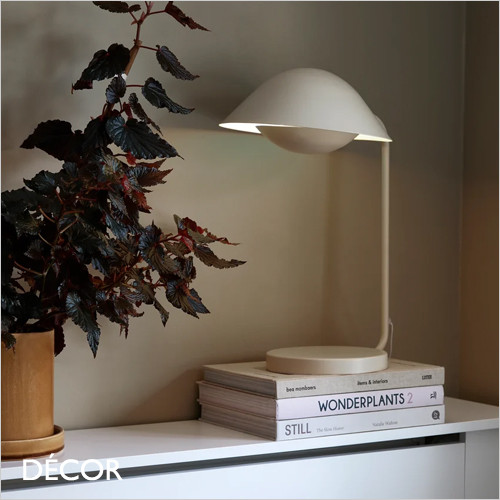 Freya - Matt Beige Modern Designer Table Lamp - Scandinavian Minimalism for a Living Room, Study or Bedroom