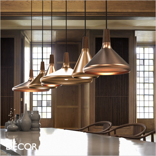 Nori 27 - Copper & Walnut Modern Designer Pendant Light - Stunning in a Kitchen, Dining Room, Living Room, Hotel, Restaurant, Bistro, Bar & Café. DFTP