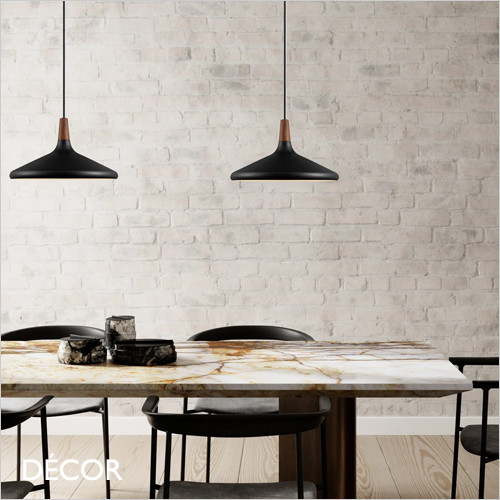 Nori 39 - Matt Black & Walnut Modern Designer Pendant Light - Stunning in a Kitchen, Dining Room, Living Room, Hotel, Restaurant, Bistro, Bar & Café. DFTP