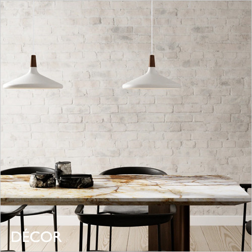 Nori 39 - Matt White & Walnut Modern Designer Pendant Light - Stunning in a Kitchen, Dining Room, Living Room, Hotel, Restaurant, Bistro, Bar & Café. DFTP
