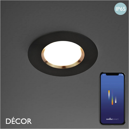 Dorado Smart - Round Black Modern Designer Bluetooth Recessed Ceiling LED Downlight/Spotlight, Dimmable - Minimalist Design Suitable For The Bathroom and Any Contemporary Indoor Space, Perfect for Home & Business