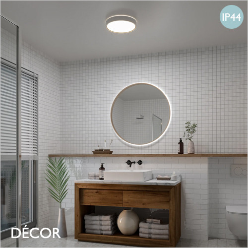 Noxy, MoodMaker™ - Matt White Modern Designer LED Bathroom Ceiling Light - 3000K Warm, 4000K Neutral and Night Light - Innovative Danish Design For a Bathroom, Shower Room, Wet Room & Wash Room