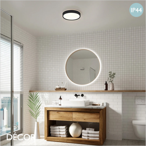 Noxy, MoodMaker™ - Matt Black Modern Designer LED Bathroom Ceiling Light - 3000K Warm, 4000K Neutral and Night Light - Innovative Danish Design For a Bathroom, Shower Room, Wet Room & Wash Room