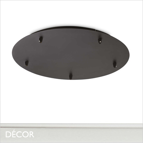 Ideal Lux - Round Ceiling Plate for 5 Pendant Lights, Ø46cm - Matt Black Modern Designer Ceiling Plate - Ideal for Hanging Multiple Pendant Lights