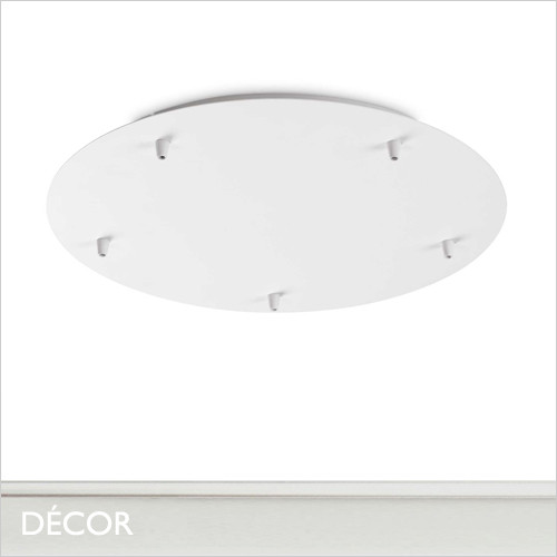 Round Ceiling Plate for 5 Pendant Lights, Ø46cm - Matt White Modern Designer Ceiling Plate - Ideal for Hanging Multiple Pendant Lights