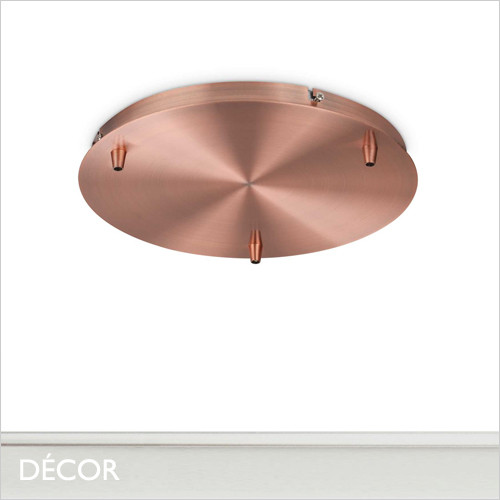 Round Ceiling Plate for 3 Pendant Lights, Ø30cm - Copper Modern Designer Ceiling Plate - Ideal for Hanging Multiple Pendant Lights