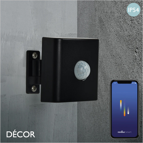 Smart Sensor - Black Modern Bluetooth Wireless Battery-Operated Motion Sensor - Innovative Danish Design Suitable For Any Contemporary Outdoor Space, Perfect for Home & Business