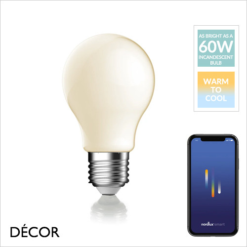 1 Smart E27 4.7W LED Milky White Light Bulb, Clear, 2200K Warm to 6500K Cool White, Dimmable - As Bright as a 60W Incandescent Bulb - Innovative, Energy Efficient & Cost Effective Lighting