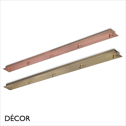 Linear Ceiling Plates - Brass & Copper Modern Designer Ceiling Fitting for 5 Pendant Lights - Ideal for a Kitchen, Dining Room, Bistro & Café