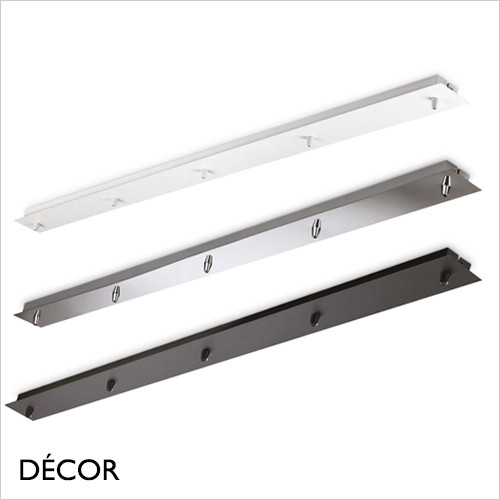 Linear Ceiling Plates - Black, White & Chrome Modern Designer Ceiling Fitting for 5 Pendant Lights - Ideal for a Kitchen,  Bistro & Café