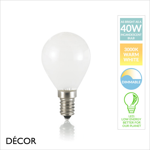 E14 4W White Golf-Ball Bulb, 3000K Warm White, Dimmable - As Bright as a 40W Incandescent Light Bulb - Innovative Energy Efficient Lights for your Home, Hotel, Bar & Café