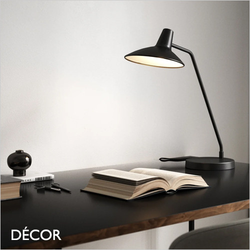 Darci - Matt Black Modern Designer Adjustable Table Lamp - Minimalist Industrial Chic for a Living Room, Home Office, Study, Reception Room or Bedside