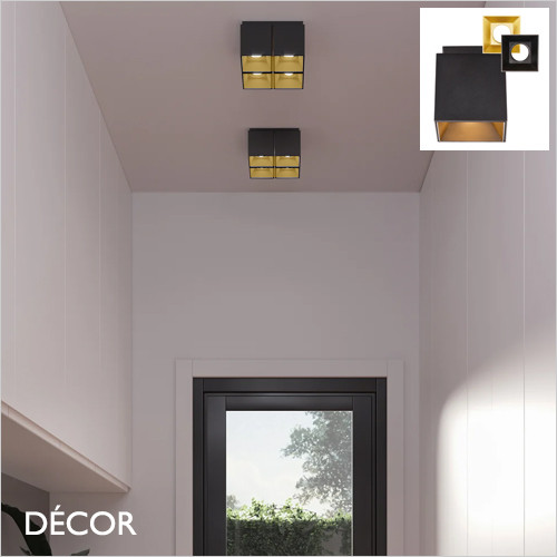 Nordlux - Ethan 4-Spot - Matt Black with Gold or Black Interior Modern Designer Surface Downlight - Ideal for Any Contemporary Space