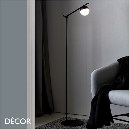 Contina - Opal White Glass & Black Globe Floor Lamp - Stunning in any Contemporary Space