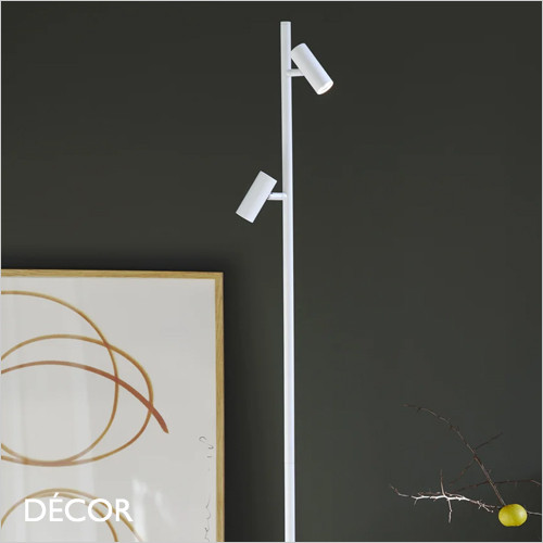 Omari, MoodMaker™ - White Modern Designer Dimmable LED Adjustable Floor Lamp - Minimalist Danish Design - Perfect Task Light for your Studio, Office, Study, Workspace, Bedside, Living Room & Lounge
