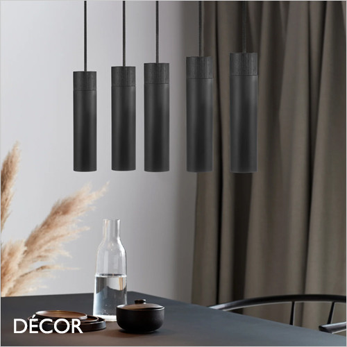 Nordlux - Tilo 5-Spot - Matt Black and  Black Painted Ash Modern Designer Multiple Pendant Light - Perfect for your Kitchen, Dining Room, Living Room, Hotel, Restaurant, Bistro, Bar & Café