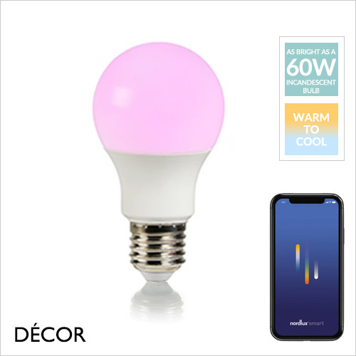 Smart E27 LED 8W Colour Light Bulb, 16 million Colours, 2200K Warm to 6500K Cool White, Dimmable - As Bright as a 60W Incandescent Bulb - Innovative, Energy Efficient & Cost Effective Lighting