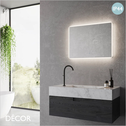Dovina 60 x 80 - Clear Modern Designer LED Rectangular Bathroom Mirror Wall Light - Innovative Danish Design For a Bathroom, Shower Room, Wet Room & Wash Room