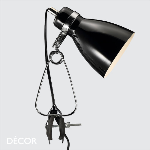 Cyclone - Black Modern Designer Adjustable Clamp Lamp - Stylish Utilitarian Wall Light for your Study, Workspace, Bedside, Kitchen or Reading Space
