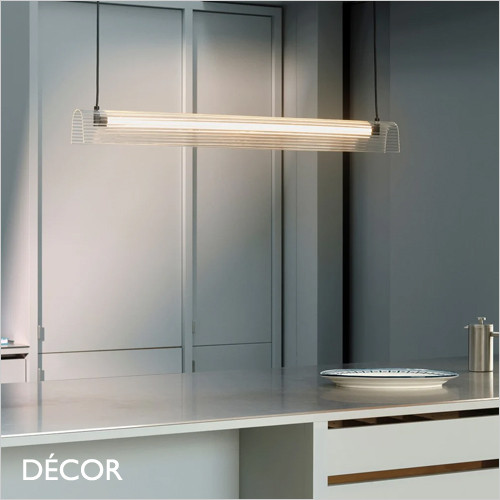 Nordlux - Aliani - Ribbed Acrylic Modern Designer Suspension Light - Scandinavian Minimalism for over a Kitchen Island, Dining Table, Boardroom, Work Table or Restaurant