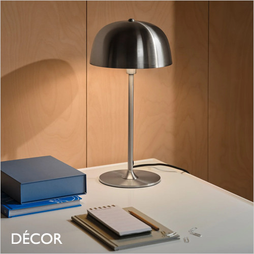 Nordlux - Cera - Brushed Steel Modern Designer Modern Designer Table Lamp - Stylish Danish Design for a Living Room, Study, Reception Room or Bedside