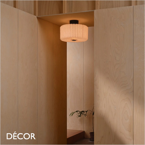 Nordlux - Vivienne - Pleated Fabric Shade & Black Modern Designer Flush-Fitting Ceiling Light - Stylish Danish Design for any Contemporary Space