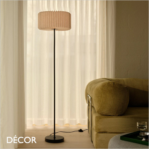 Nordlux - Vivienne - Pleated Fabric Shade & Black Modern Designer Floor Lamp - Stylish Danish Design for any Contemporary Space