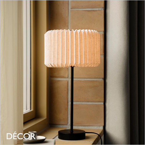Nordlux - Vivienne - Pleated Fabric Shade & Black Modern Designer Table Lamp - Stylish Danish Design for any Contemporary Space