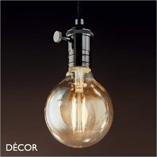 Doc - Lead-Black Vintage Style Modern Designer Pendant Light Fitting with a Switch - Ideal for a Kitchen, Dining Room, Living Room, Restaurant & Café