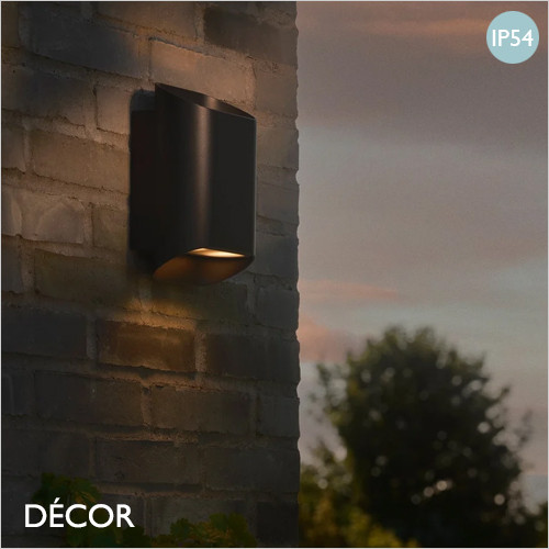 Nordlux - Nico 22 Round Maxi - Black Modern Designer Outdoor Wall Light - Stunning Up and Down Light - for your Home, Bistro, Bar & Café