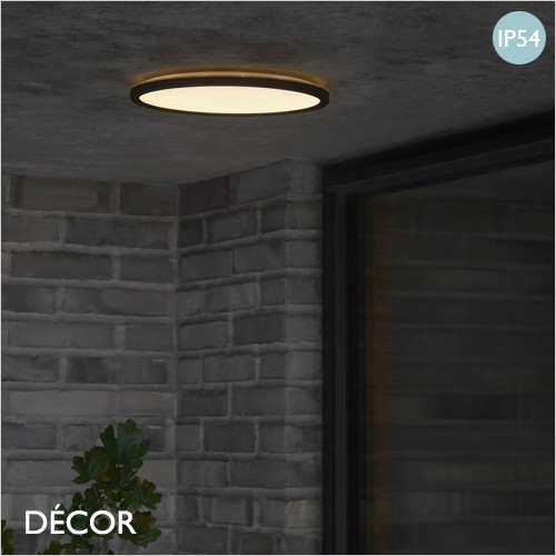 Nordlux - Oja 29 - Black Modern Designer Round Outdoor Ceiling Light - Ultra-Thin Design for any Contemporary Outdoor Space