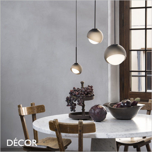 1 A Ideal Lux - Bloom 12, 17, 22 & 30 - Satin Grey Outer-Glass with a White Globe Diffuser Modern Designer Pendant Light - A Stylish Design Piece for your Dining Room, Hallway, Stairwell, Kitchen, Restaurant, Bistro or Hotel Foyer