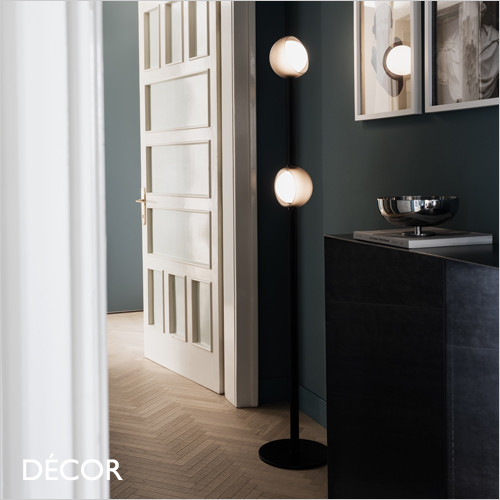 Ideal Lux - Bloom - Satin Grey Outer-Glass with a White Globe Diffuser Modern Designer Floor Lamp - Italian Chic for a Living Room, Reception or Bedroom
