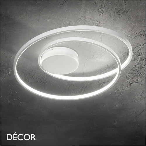 Ideal Lux - Oz 40, 60, 80 & 100, 4 Sizes - Matt White Modern Designer LED Flush Fitting Ceiling Light - Unique Italian Design Ideal for your Kitchen, Living Room, Office, Hotel & Reception Room