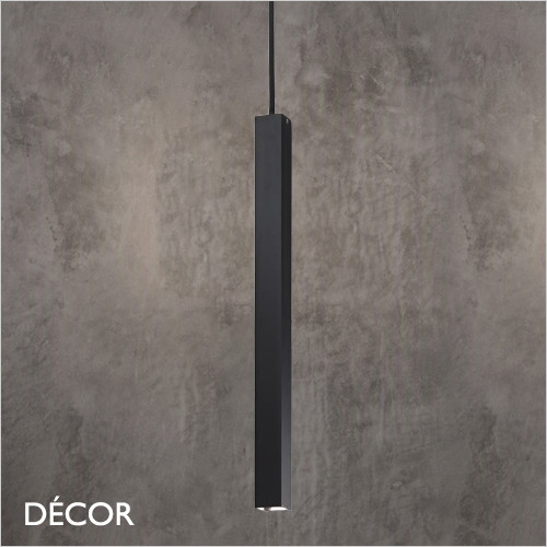 Ideal Lux - Look 40 Square - Slim Matt Black Designer Square Pendant Light - 1.5cm and 3cm Width - Chic Italian Design - Ideal for any Modern Space