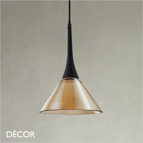 Ideal Lux - Cocktail 15 - Amber Glass Modern Designer Glass Pendant Light - Minimalist Italian Chic for your Kitchen, Reception Room or Bistro