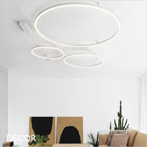 Ideal Lux - Oracle Slim 50, 70, 90 & 150 Round - Matt White Modern Designer LED Ceiling Light - Minimalism for a Kitchen, Dining Room, Office, Boardroom, Laboratory, Shop, Café or Bistro