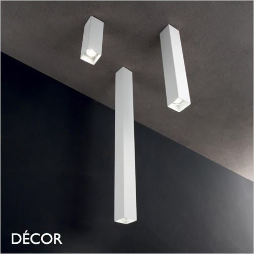 Ideal Lux - Look 10, 20, 40 & 75, 4 Sizes - Square Matt White Modern Designer Cuboid Ceiling Light - Chic Italian Design - Ideal for a Kitchen, Kitchen Island, Hallway, Hotel, Bistro or Restaurant