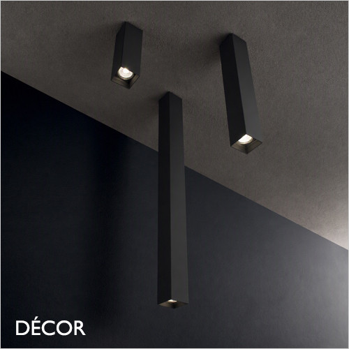 Ideal Lux - Look 10, 20, 40 & 75, 4 Sizes - Square Matt Black Modern Designer Cuboid Ceiling Light - Chic Italian Design - Ideal for a Kitchen, Kitchen Island, Hallway, Hotel, Bistro or Restaurant