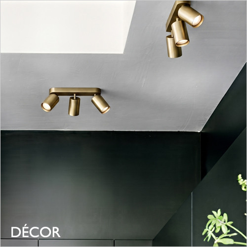 A1 Ideal Lux - Dynamite 3 - Linear Round Brass Modern Designer Adjustable Spotlight Bar - Perfect for a Kitchen, Dining Room, Office, Restaurant or Bar