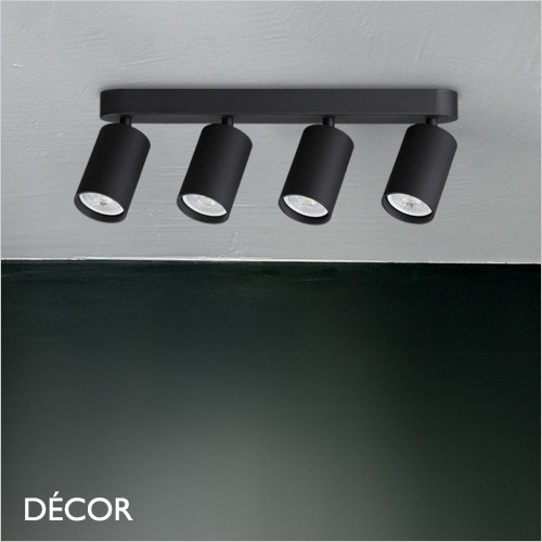 Ideal Lux - Dynamite 4 - Linear Round Matt Black Modern Designer Adjustable Spotlight Bar - Perfect for a Kitchen, Dining Room, Office, Restaurant or Bar