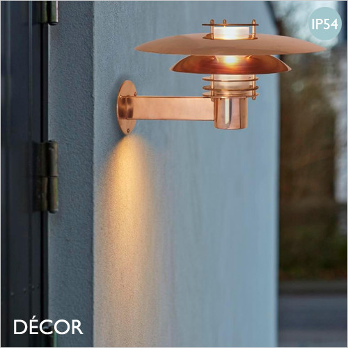 Phoenix - Copper Modern Designer Outdoor LED Wall Light - Contemporary Industrial Style Lighting - Ideal for the Garden and Outside a Hotel & Bistro