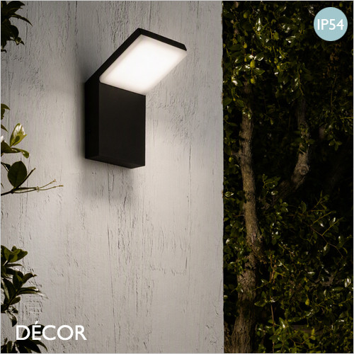 Ideal Lux - Style - Black & Opal White Modern Designer Outdoor LED Wall Light - Minimalist Italian Design for the Garden & Outdoor Area of your Hotel, Bar, Bistro & Café.
