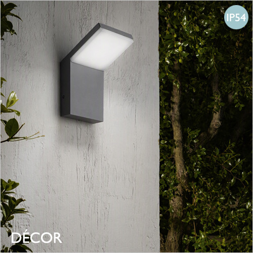 Ideal Lux - Style - Grey & Opal White Modern Designer Outdoor LED Wall Light - Minimalist Italian Design for the Garden & Outdoor Area of your Hotel, Bar, Bistro & Café.