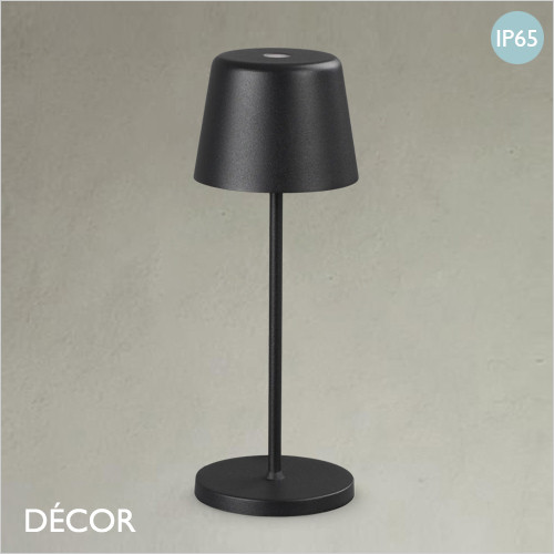 Ideal Lux - Cute - Black Modern Designer Portable Wireless Rechargeable Touch-Dimmer Table Lamp for any Indoor or Outdoor Space
