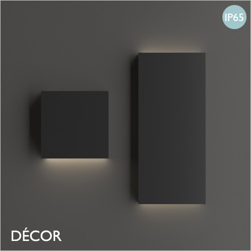 1A1 Ideal Lux - Post-It - Matt Black Modern Designer Outdoor LED Wall Light, Square or Rectangular - Minimalist Italian Design for the Garden & Outdoor Area of your Hotel, Bar, Bistro & Café.