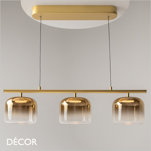 Maytoni - Spirito 3 - Gold and Clear Glass Modern Designer Suspension Light - Striking Design for any Contemporary Interior Space