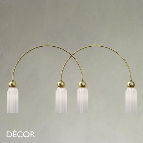 Maytoni - Antic 4 - White Fluted Glass with Gold Accents Modern Designer Multiple Pendant Light - Stylish Design for any Contemporary Interior Space