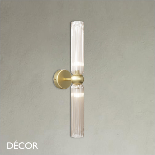 Maytoni - Antic - Cognac Fluted Glass Gold Accents Modern Designer Ultra-Slim Wall Light - Elegant German Design for any Contemporary Interior Space